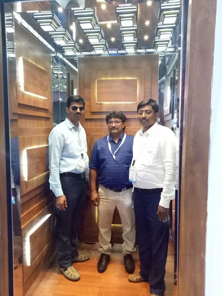 Reva Elevators team inside an elevator cabin