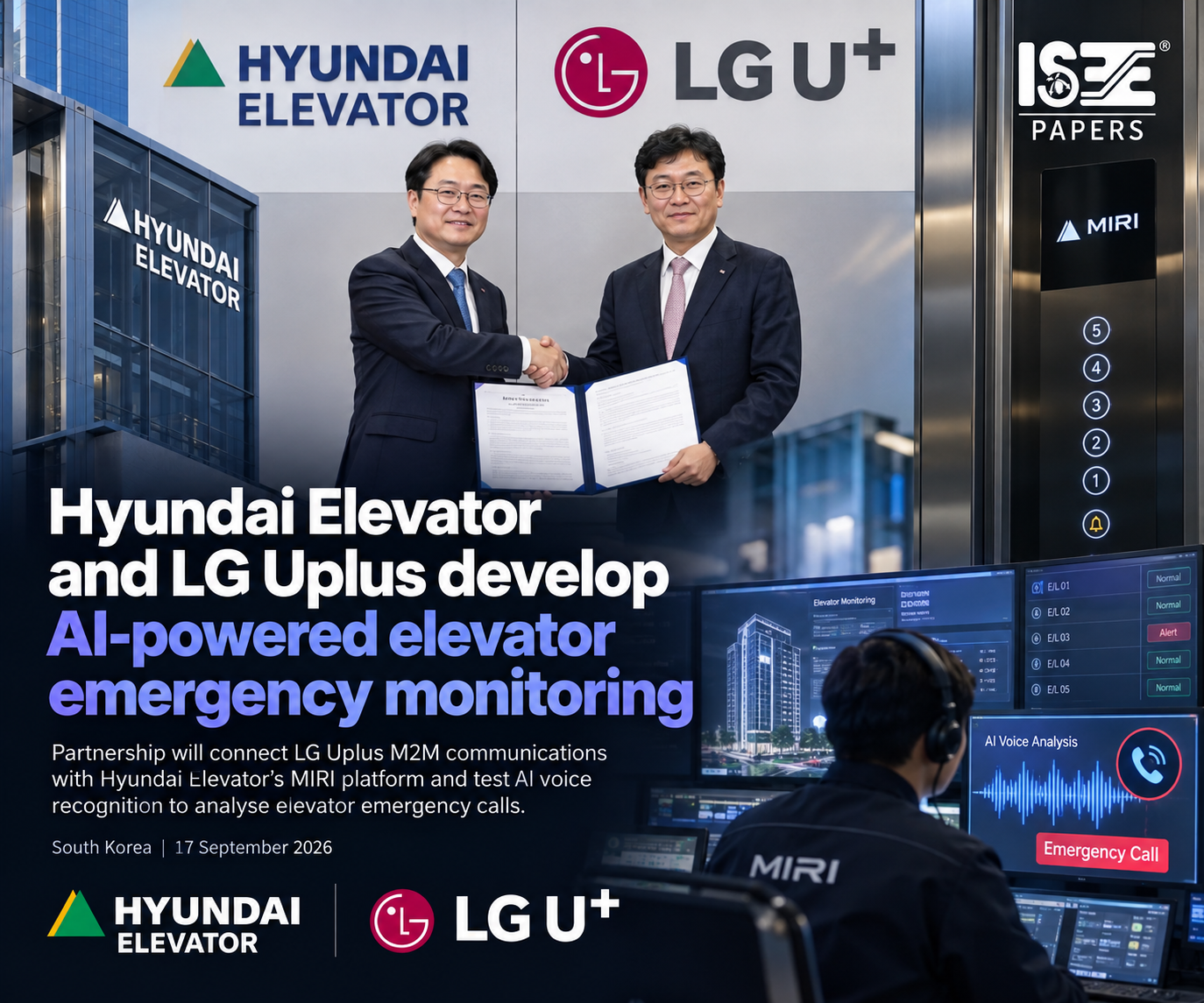 Hyundai Elevator and LG Uplus Partner to Advance AI-Powered Elevator Emergency Monitoring